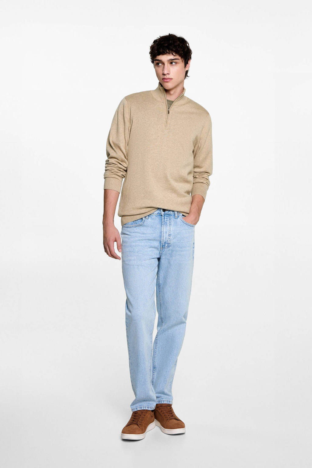 MANGO TEEN trui beige fijn gebreid