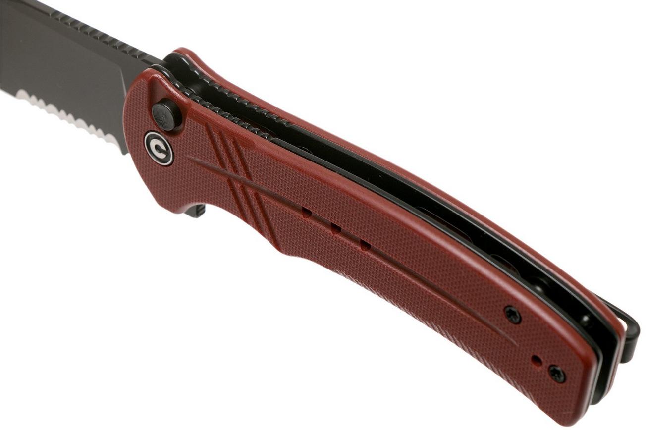 Civivi Cogent C20038E-2 Blackwashed Serrated Edge, Burgundy G10 zakmes