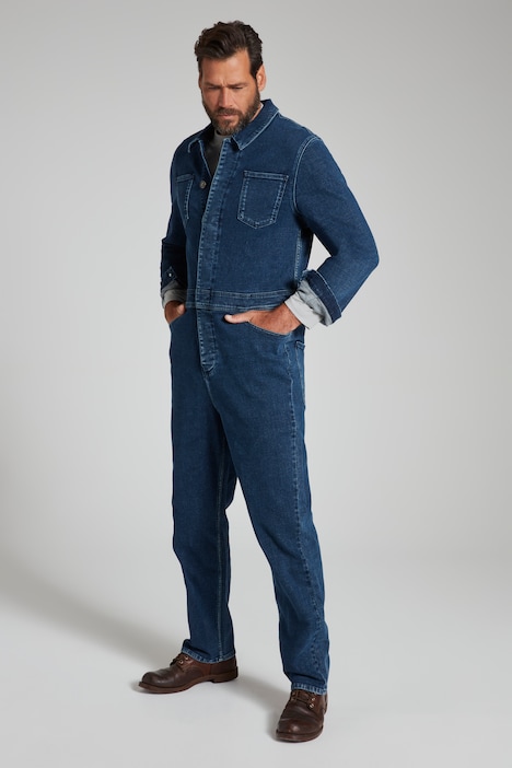 Overall, Denim, Workwear, Brusttaschen, Langarm