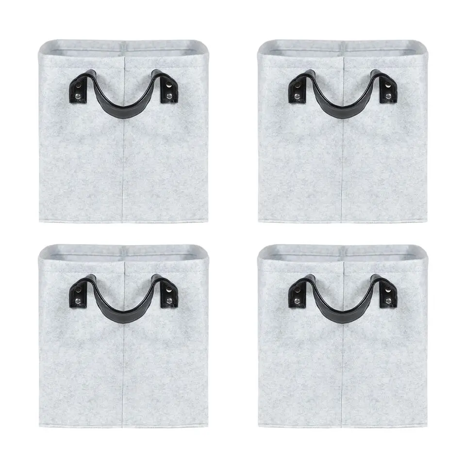 QUVIO Opbergmand Vilt - Grijs - Set van 4