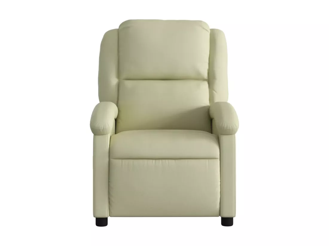 Fauteuil inclinable électrique crème cuir véritable