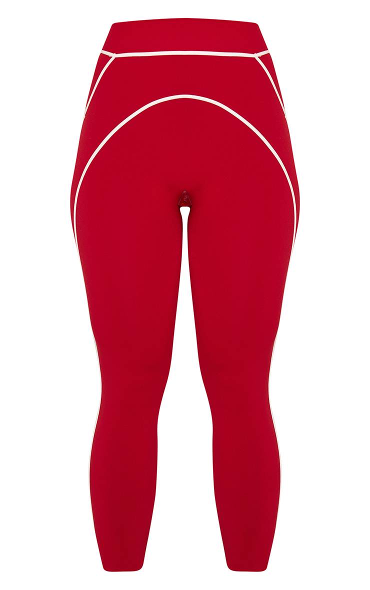 Rouge Legging Sans Couture À Détails Contrastés