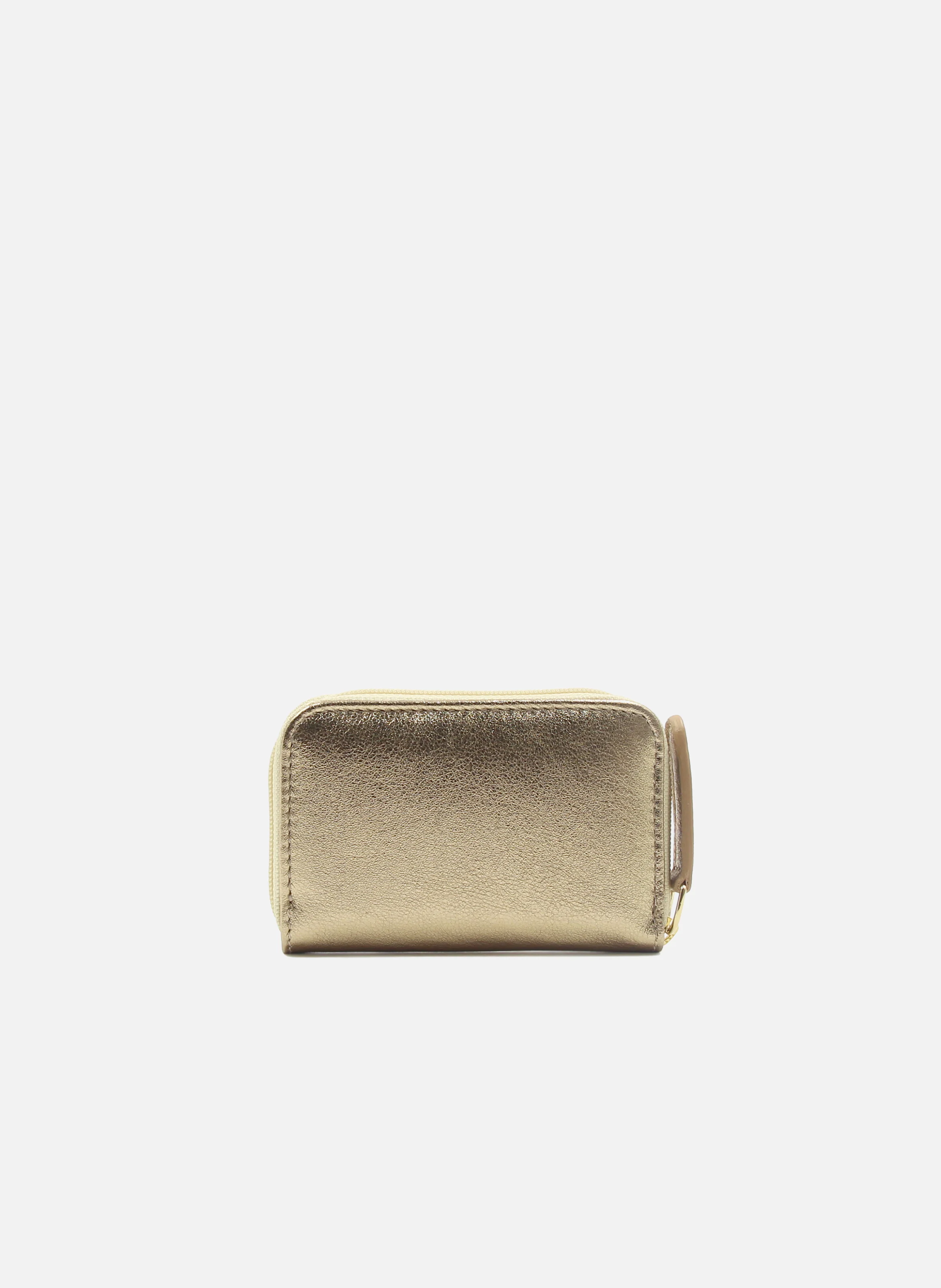 Porte-monnaie cuir métalisé | Doré