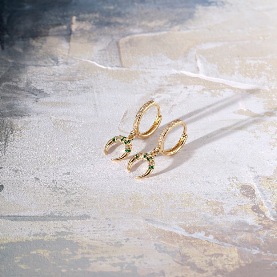 Timi Of Sweden Aya Crystal Horn Hoop Earrings