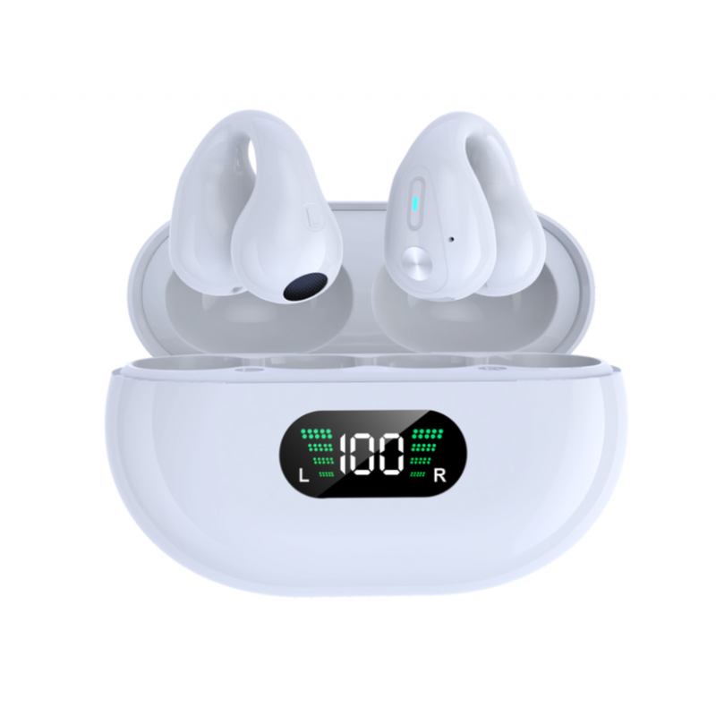 Fones de ouvido sem fio Smartek Mini Sport Bluetooth 5.3 com condução óssea e clipe de orelha.