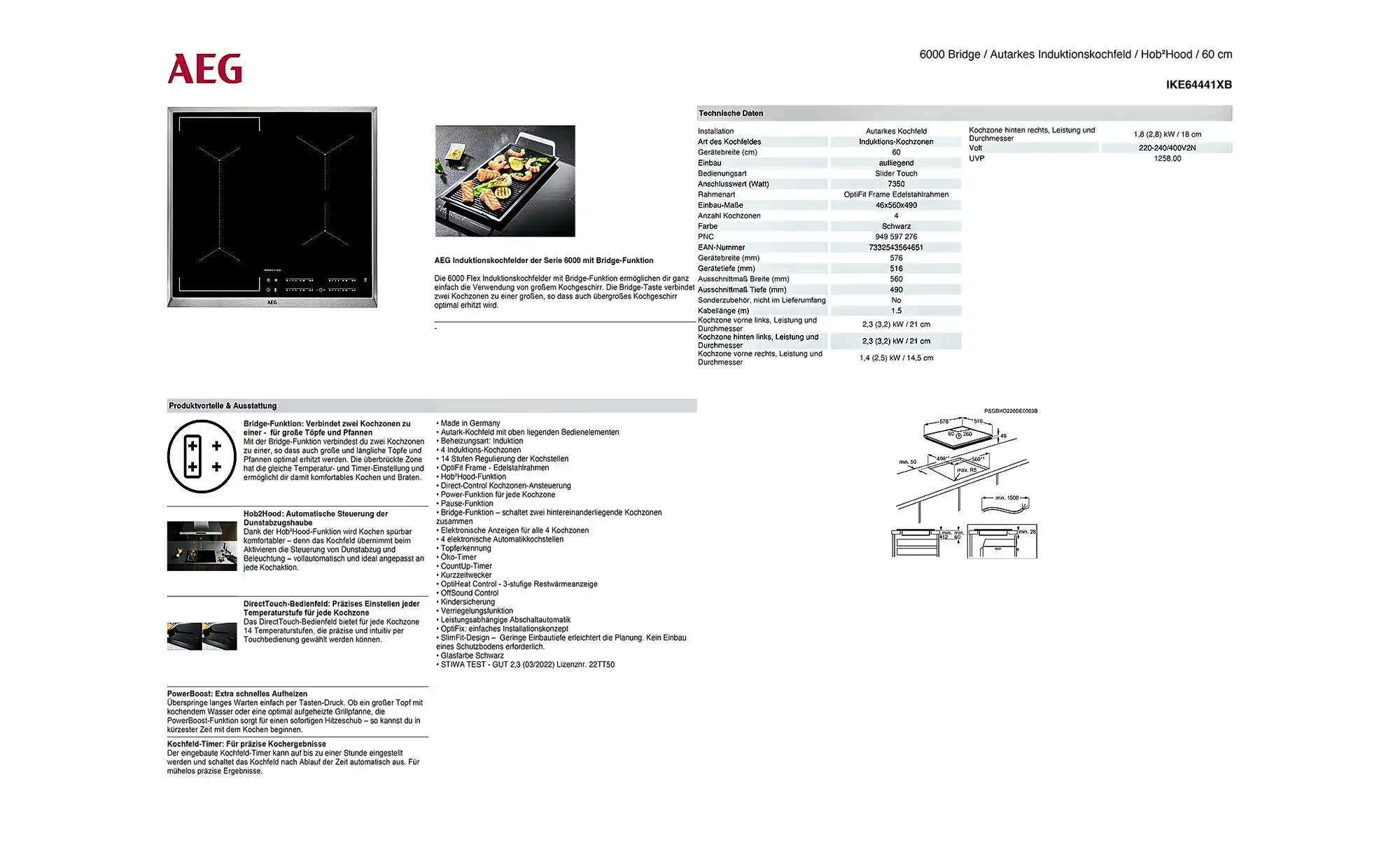 AEG Induktions-Kochstelle IKE64441XB