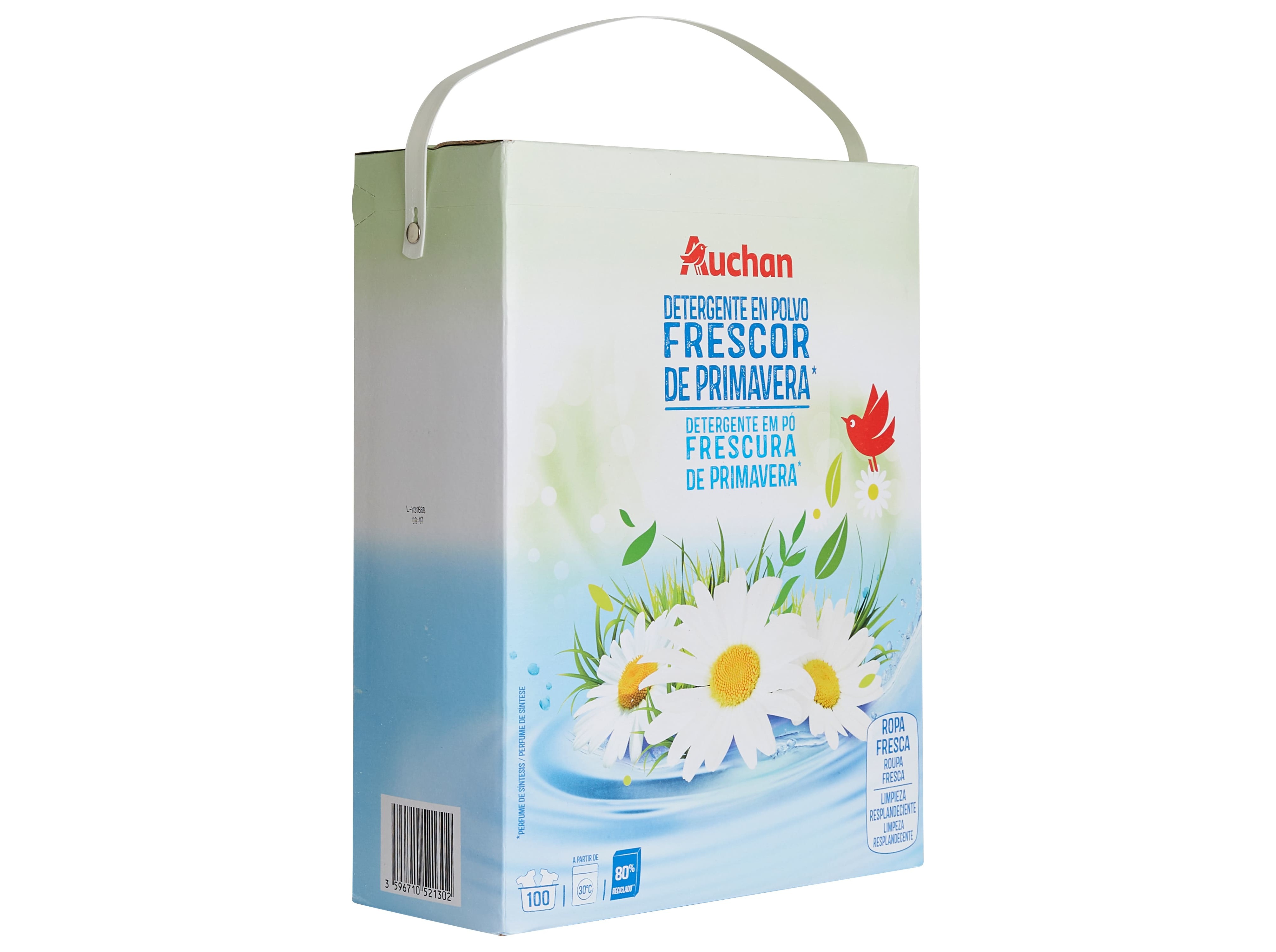 DETERGENTE MÁQUINA ROUPA PÓ AUCHAN FRESCURA PRIMAVERA 100 DOSES