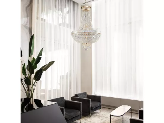 Bella Grand lustre doré et cristal, 6 lumières, E14