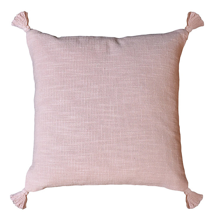 Coussin pompoms GoodHome rose L.45 x l.45 cm