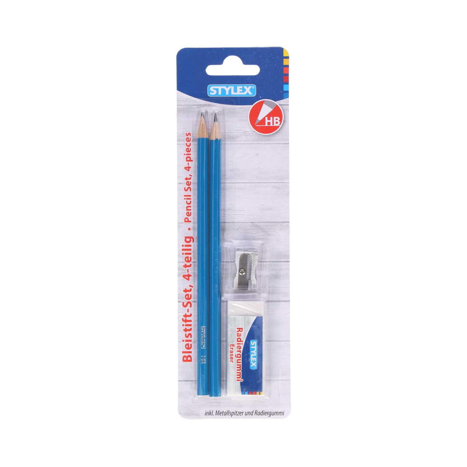 STYLEX® Bleistift-Set HB mit Spitzer & Radierer 4teilig 3fach