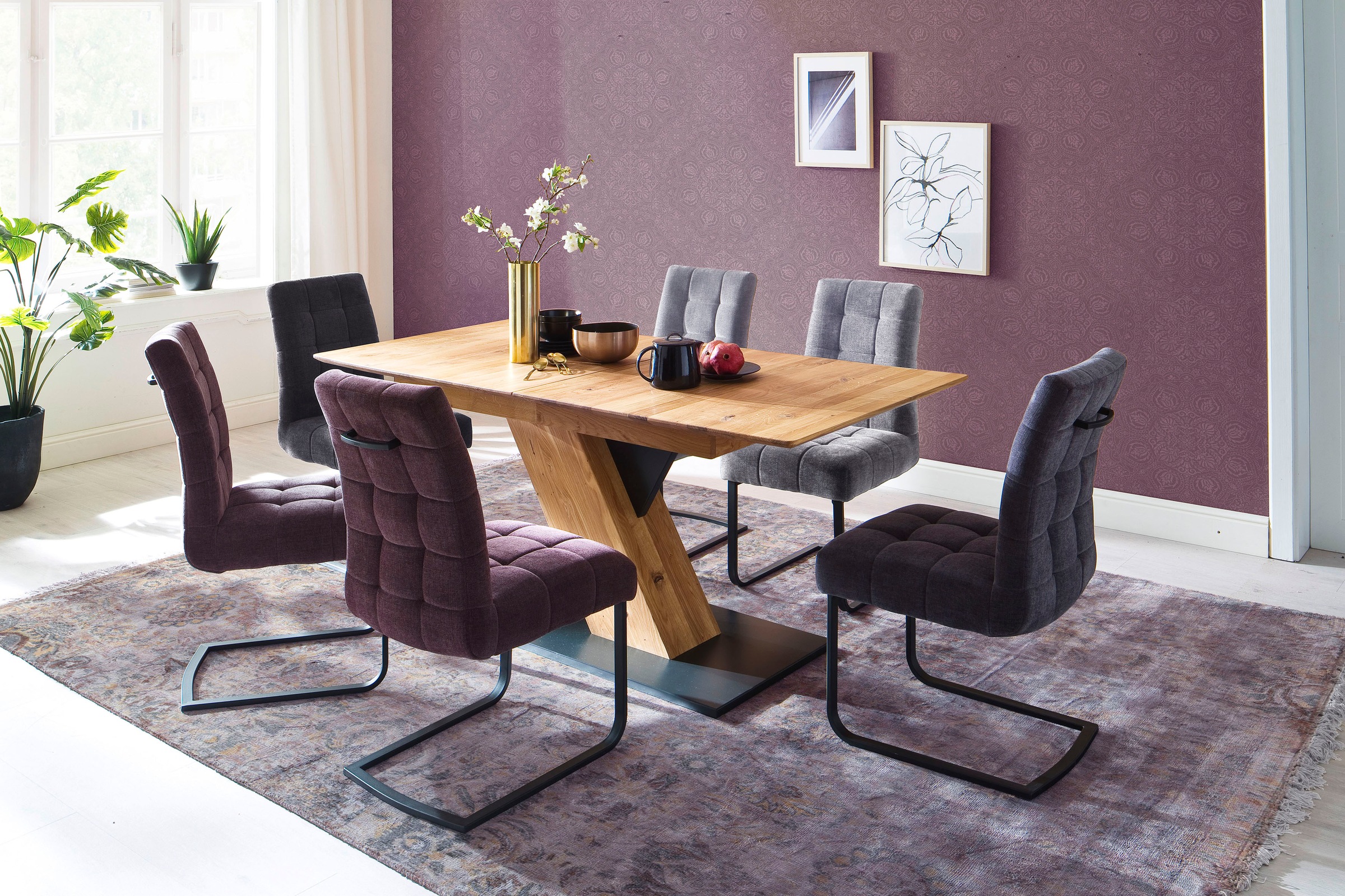 MCA furniture Freischwinger »Salta« (Set) 2 Stk.(2er-Set), Gestell-Flachrohr, schwarz matt lackiert, Aqua Clean Bezug