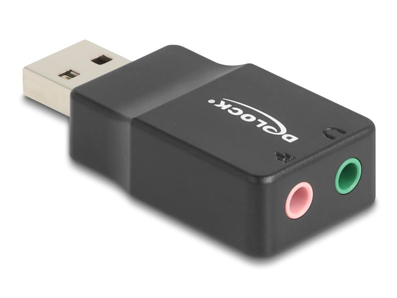 Delock Soundkarte USB-A Stecker - 2x3.5mm Klinke Plug & Pla Delock Externe USB Soundkarte mit USB-A Stecker auf 2 x 3,5 mm Klinkenbuchse Plug & Play Audio Adapter schwarz
