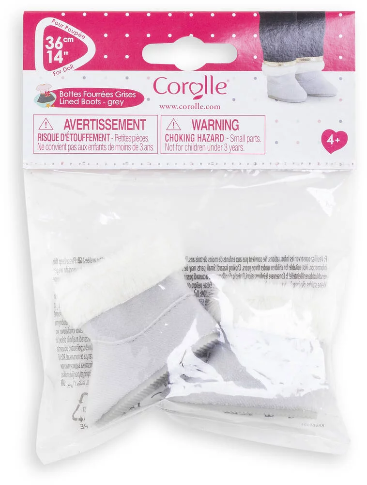 MA COROLLE - BOTTES FOURREES GRISES - CHAUSSURES POUR POUPEE - COROLLE ACCESSOIRES