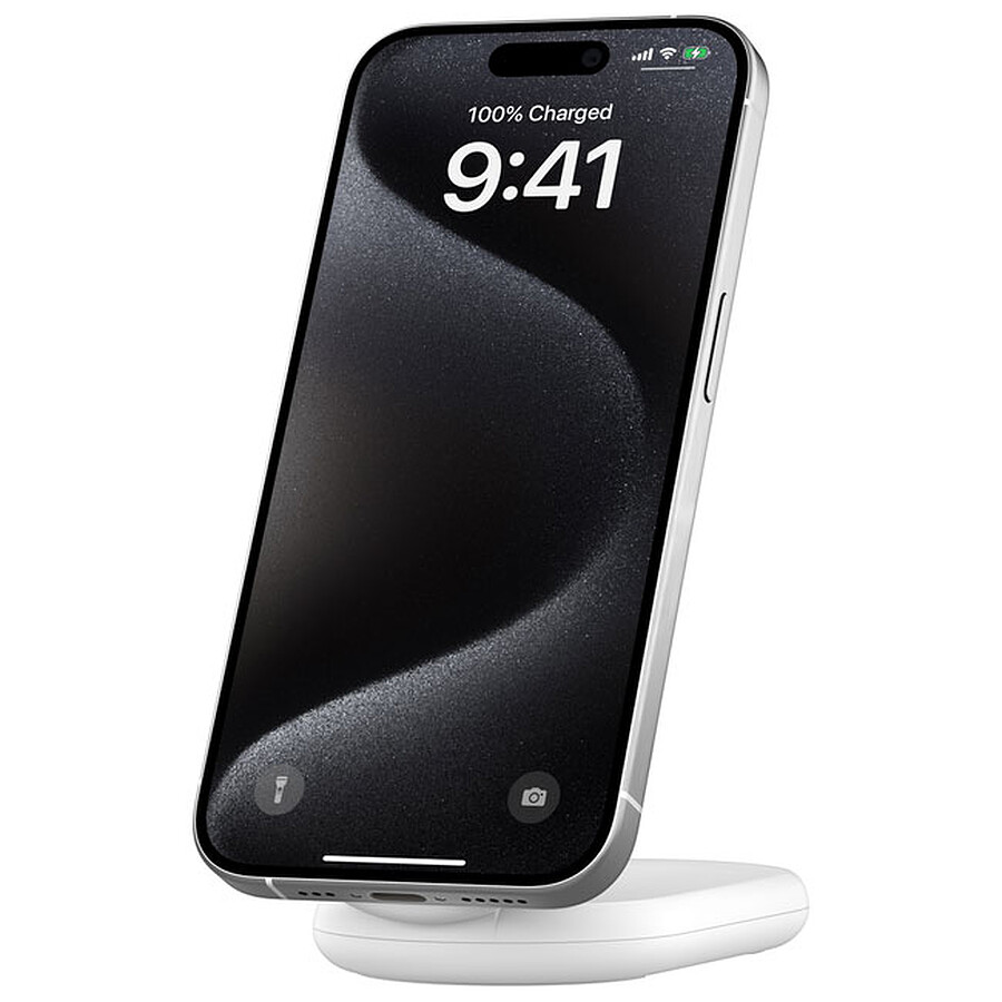 Belkin BoostCharge Socle de Recharge Aimanté et Pliable Qi2 15W - Blanc