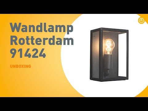 Industriële buiten wandlamp zwart met glas 25,5 cm IP44 - Rotterdam