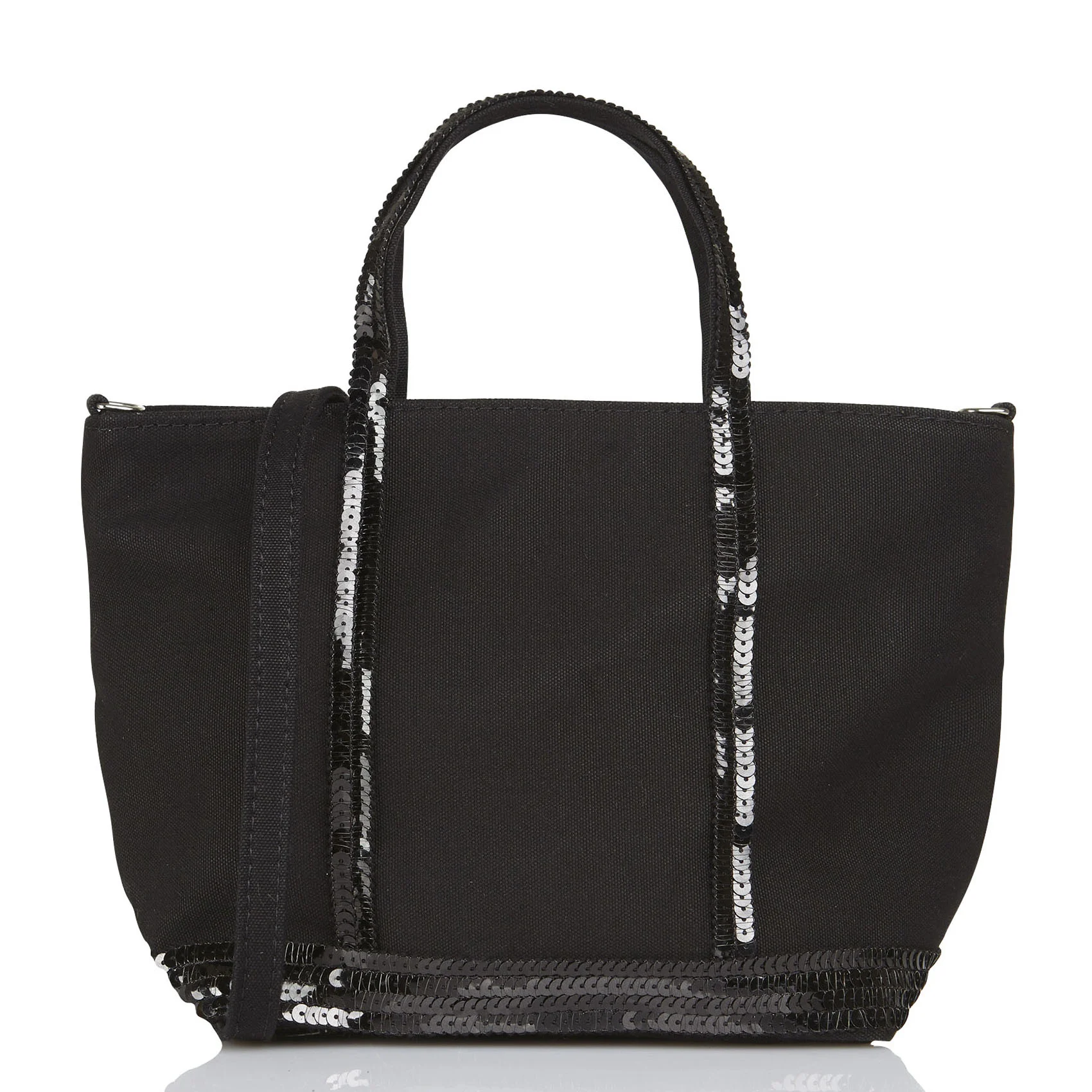 Mini cabas XS toile et sequins | Noir