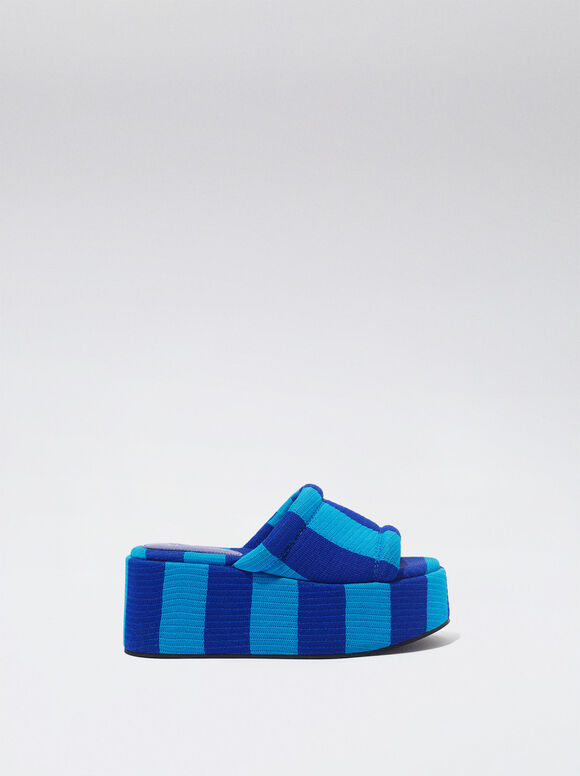 Sandália de plataforma com salto - Azul