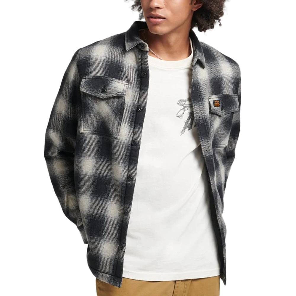 Superdry Chemise Bleu/Grise Homme Superdry Wool Miller