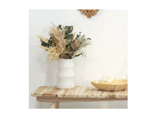 Vase céramique blanc design bambou