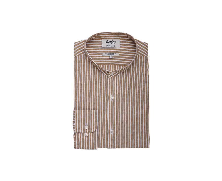 Chemise chambray à rayures fines Camel et Blanches - DALBERT