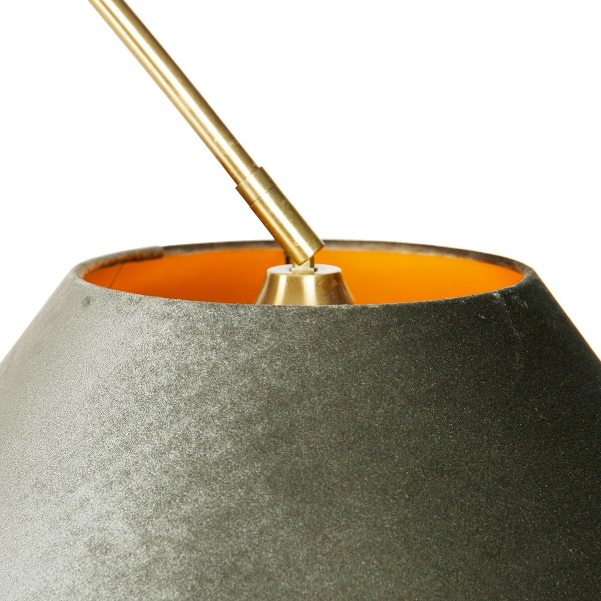 Booglamp messing met wit met dubbele velours kap groen - XXL