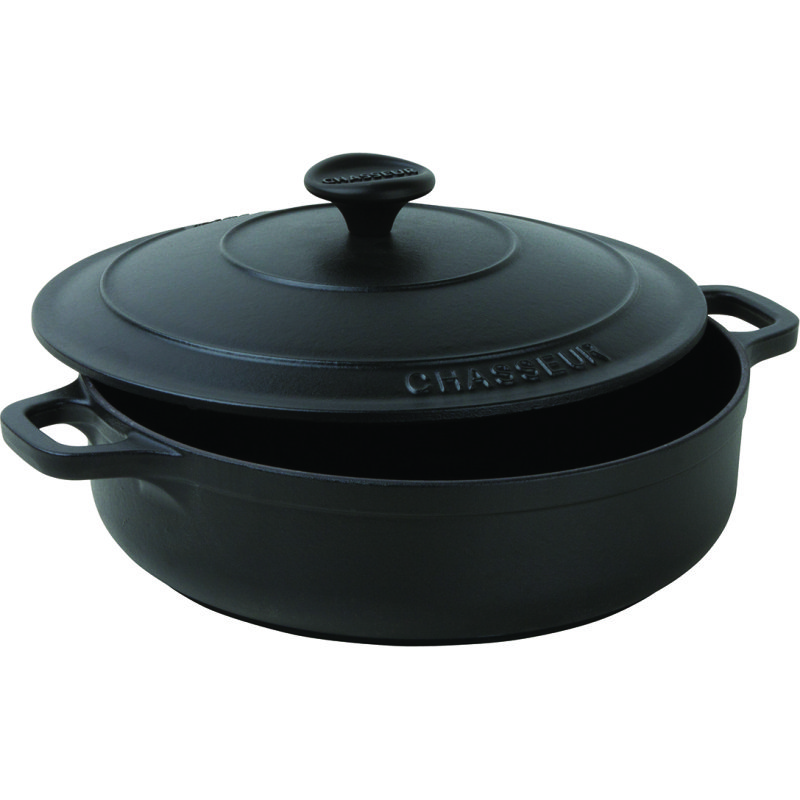 Cocotte ronde basse avec couvercle fonte émaillée Chasseur
