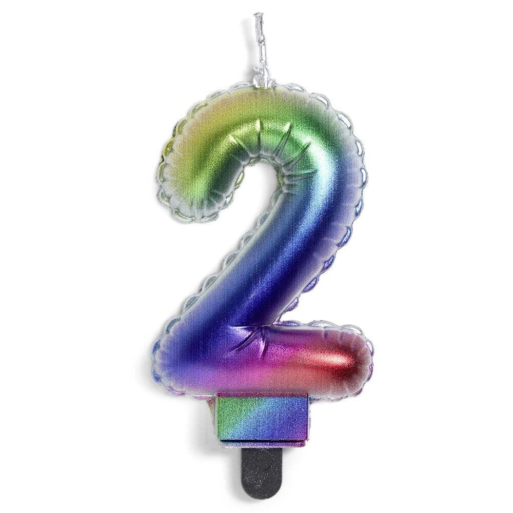 Bougie anniversaire chiffre 2 iridescent