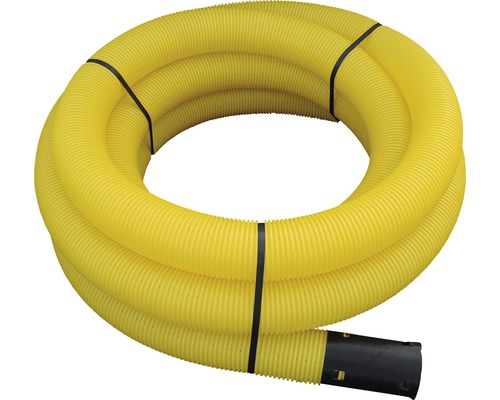 Afvoerbuis, geel, gesleufd, gegolfd, nominale breedte 100 mm, lengte 10 m