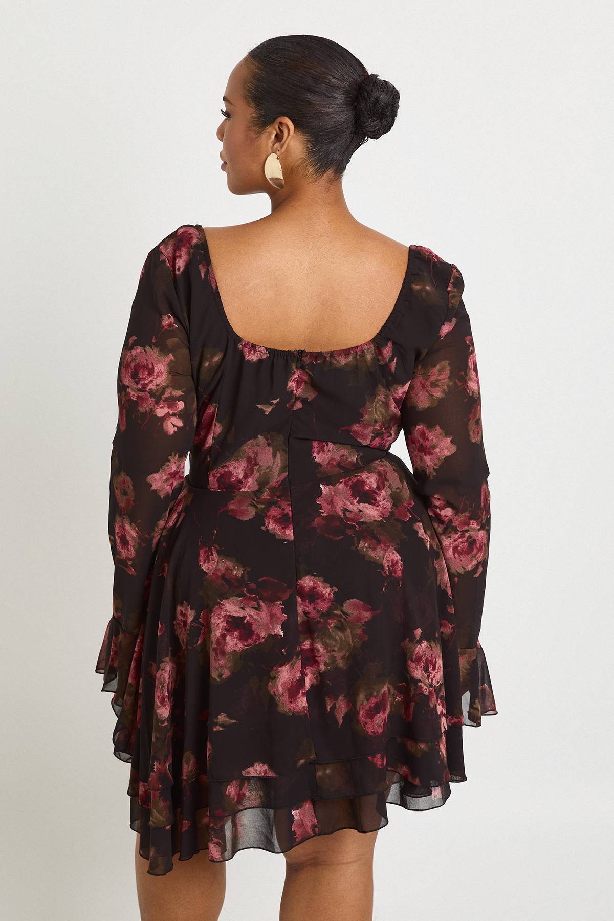 boohoo Robe Patineuse en Mousseline à Imprimé Floral Plus