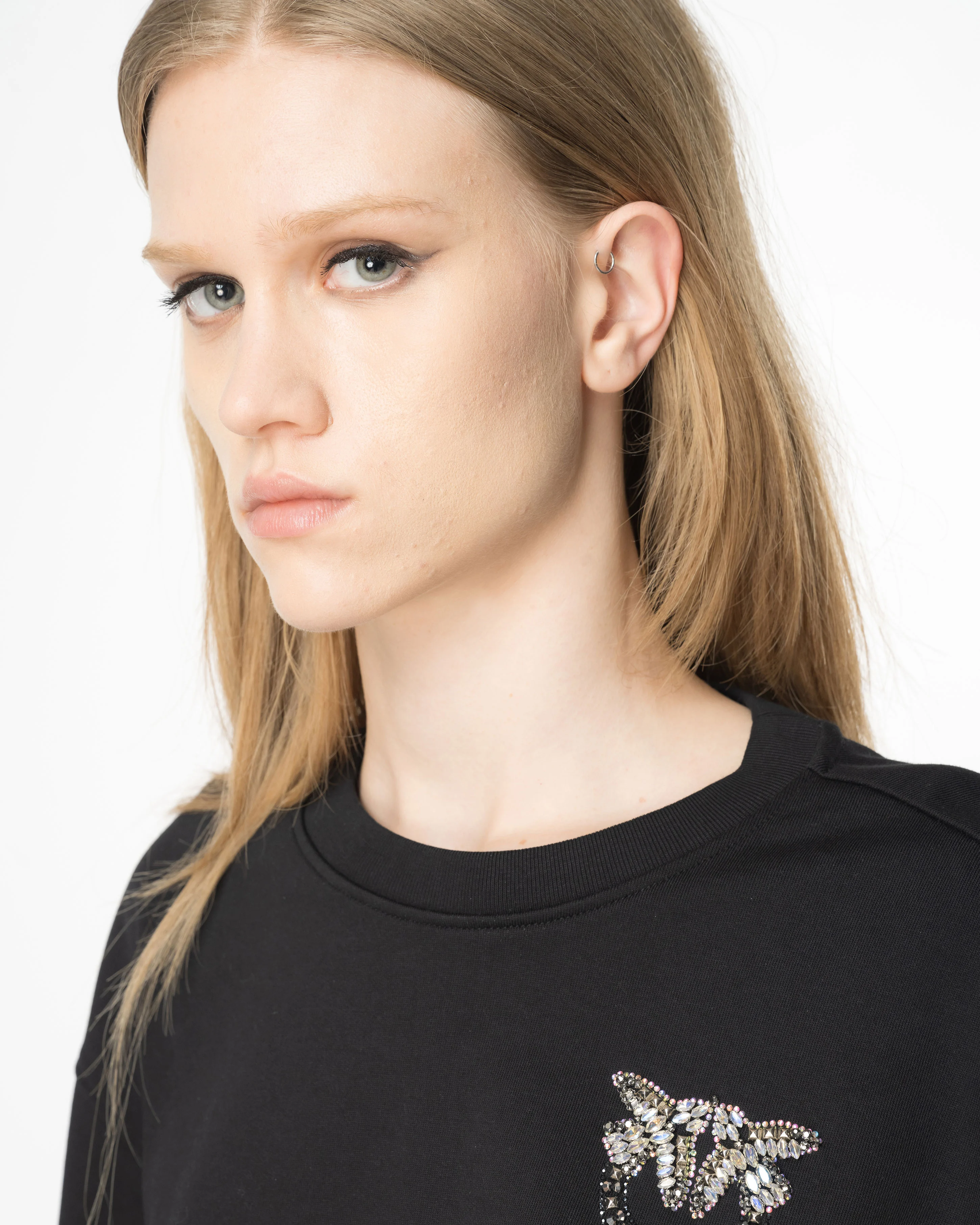 Sweat-shirt boxy avec broderie love birds | Noir