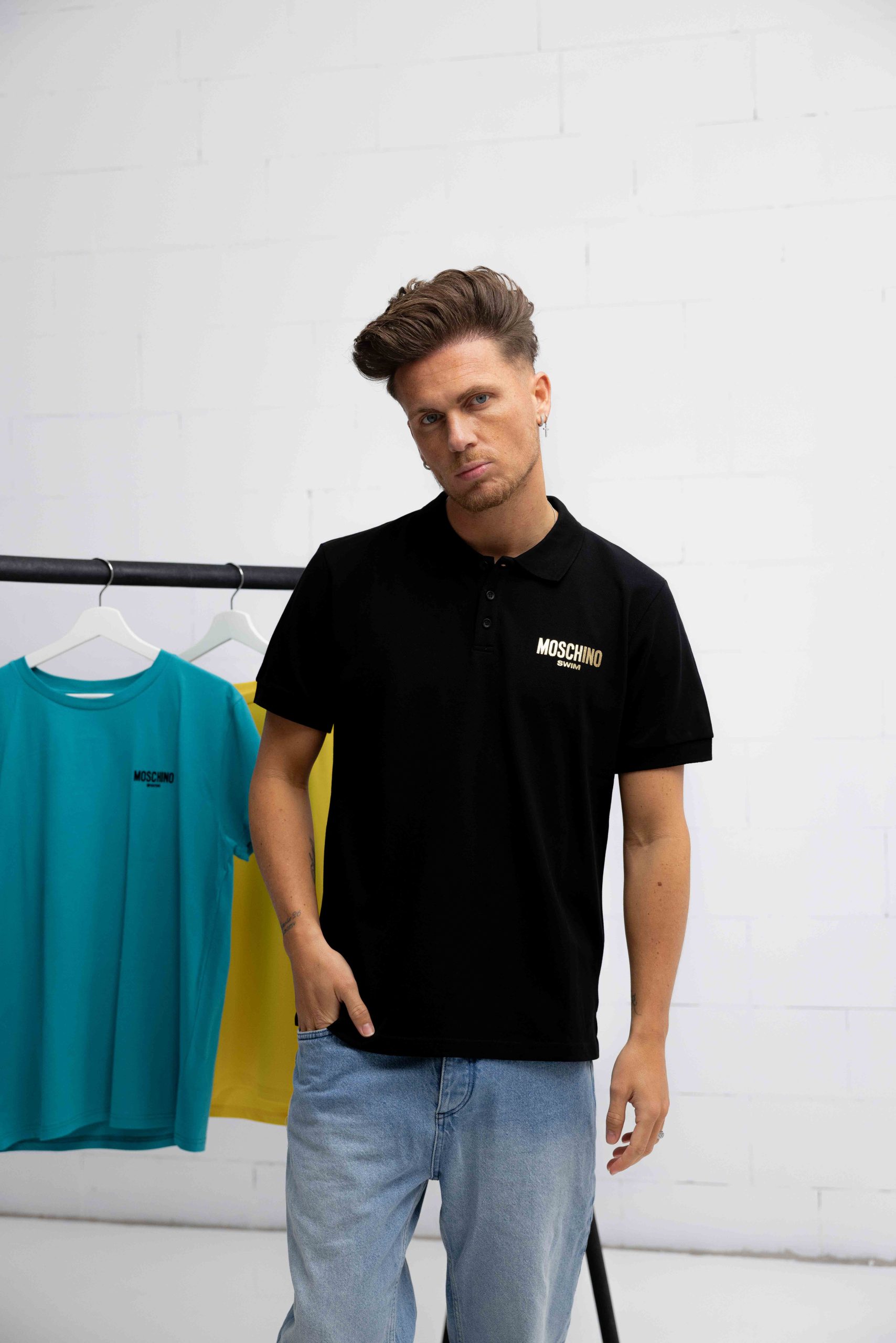 Moschino Swim Polo Heren Zwart