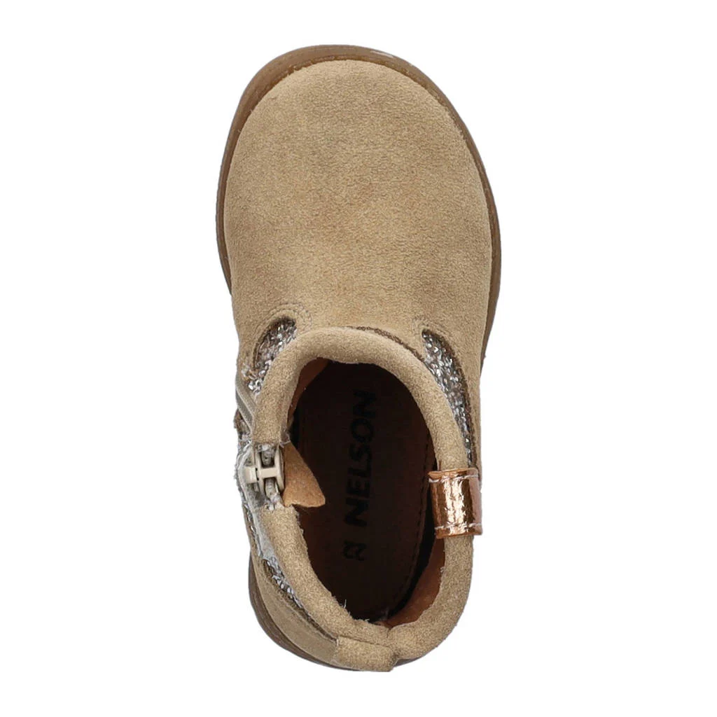 Nelson Kids suède laarzen met glitters beige