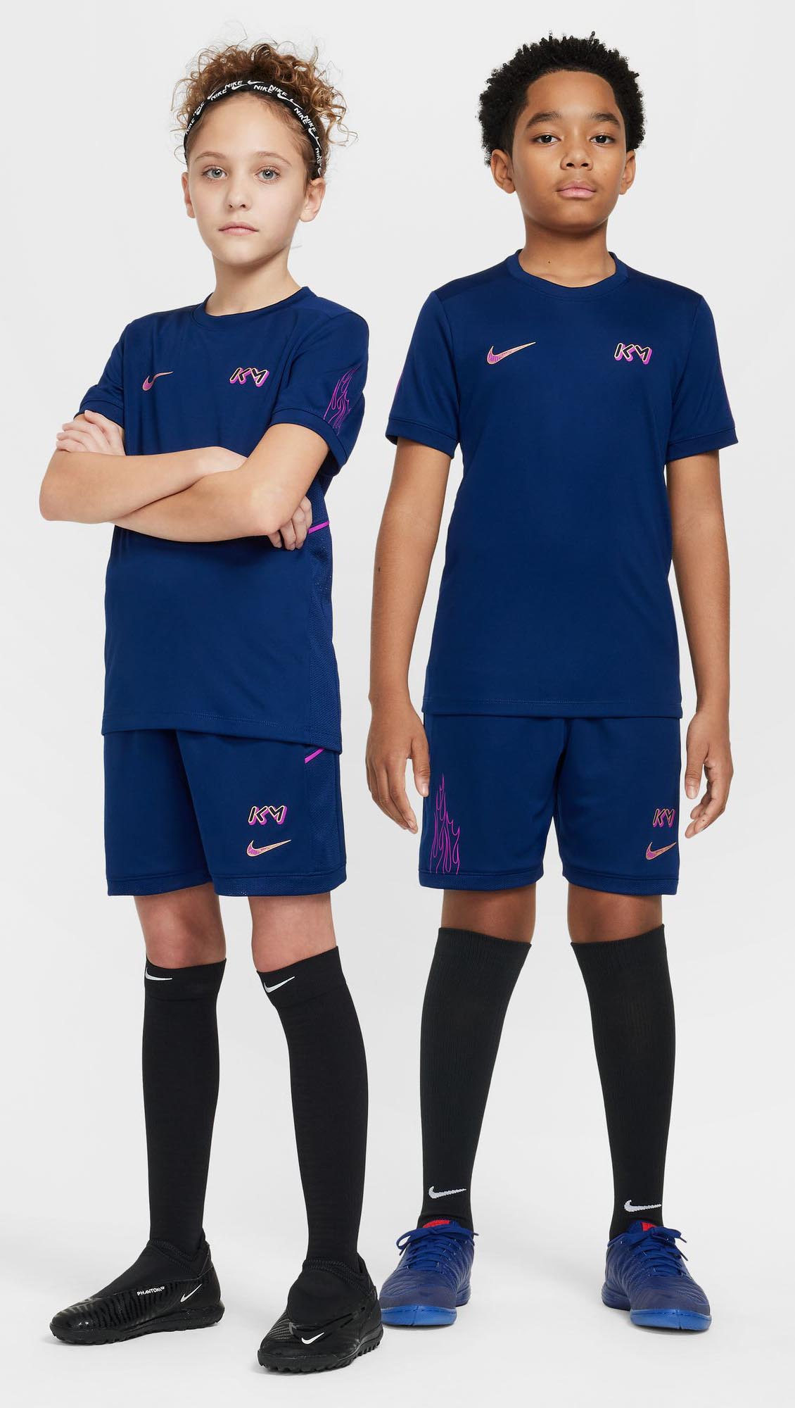 Kylian Mbappé Academy Soccer Shorts Barn 492/Blue Void/Blue Void/Metallic Gold