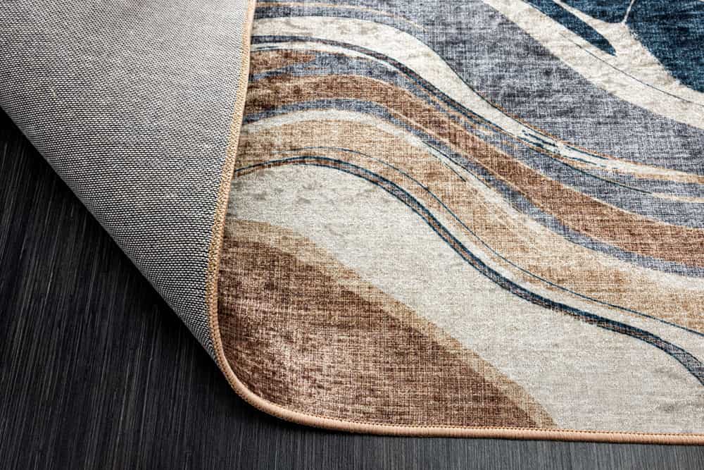 Moderner XXL Teppich EARTH 350x235cm braun beige blau Flachgewebe Indoor-Teppich