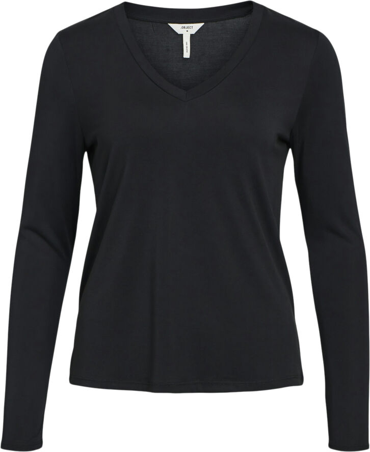 Object OBJANNIE RE L/S V-NECK TOP NOOS Black