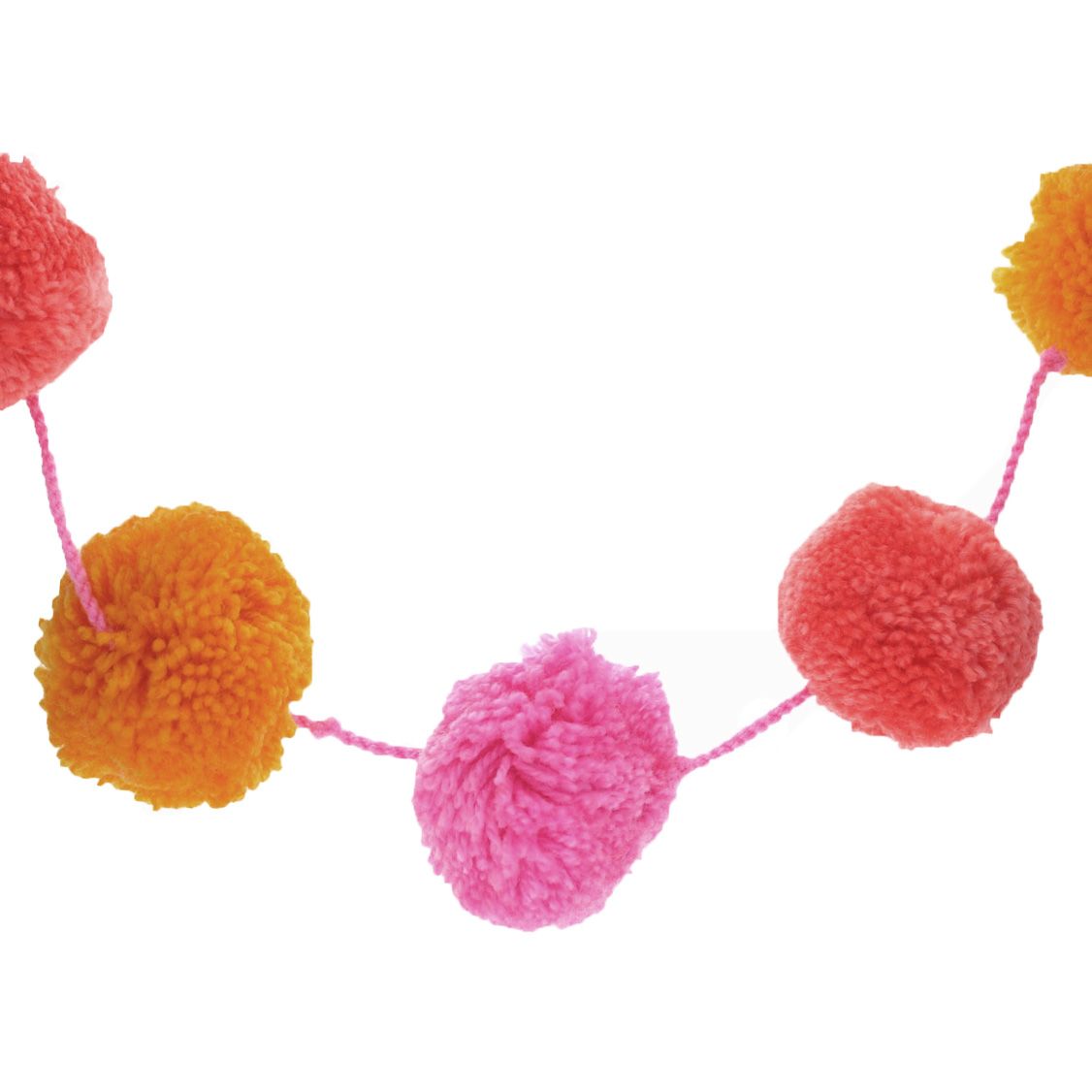 Guirlande Pompons orange rouge et rose Pondie Chérie