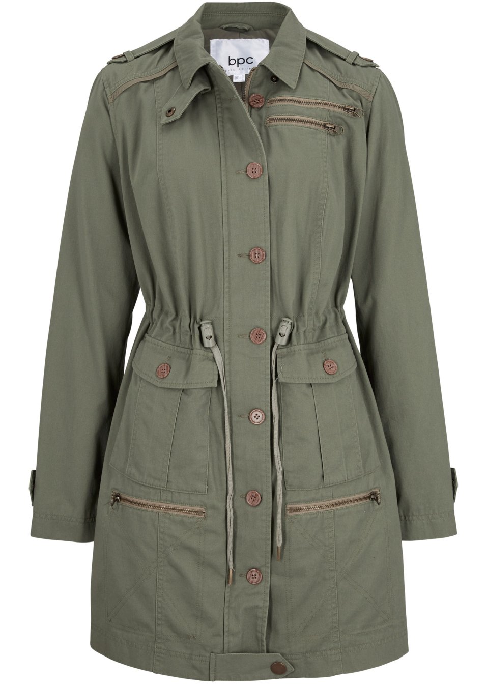 Parka coton style utility, mi-longue
