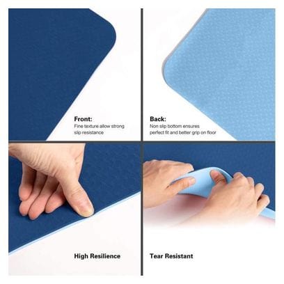 Tapis de Yoga Tapis de Sport Tapis Fitness avec Un Sangle 183 x 61 x 0 6 cm Marine bleu clair