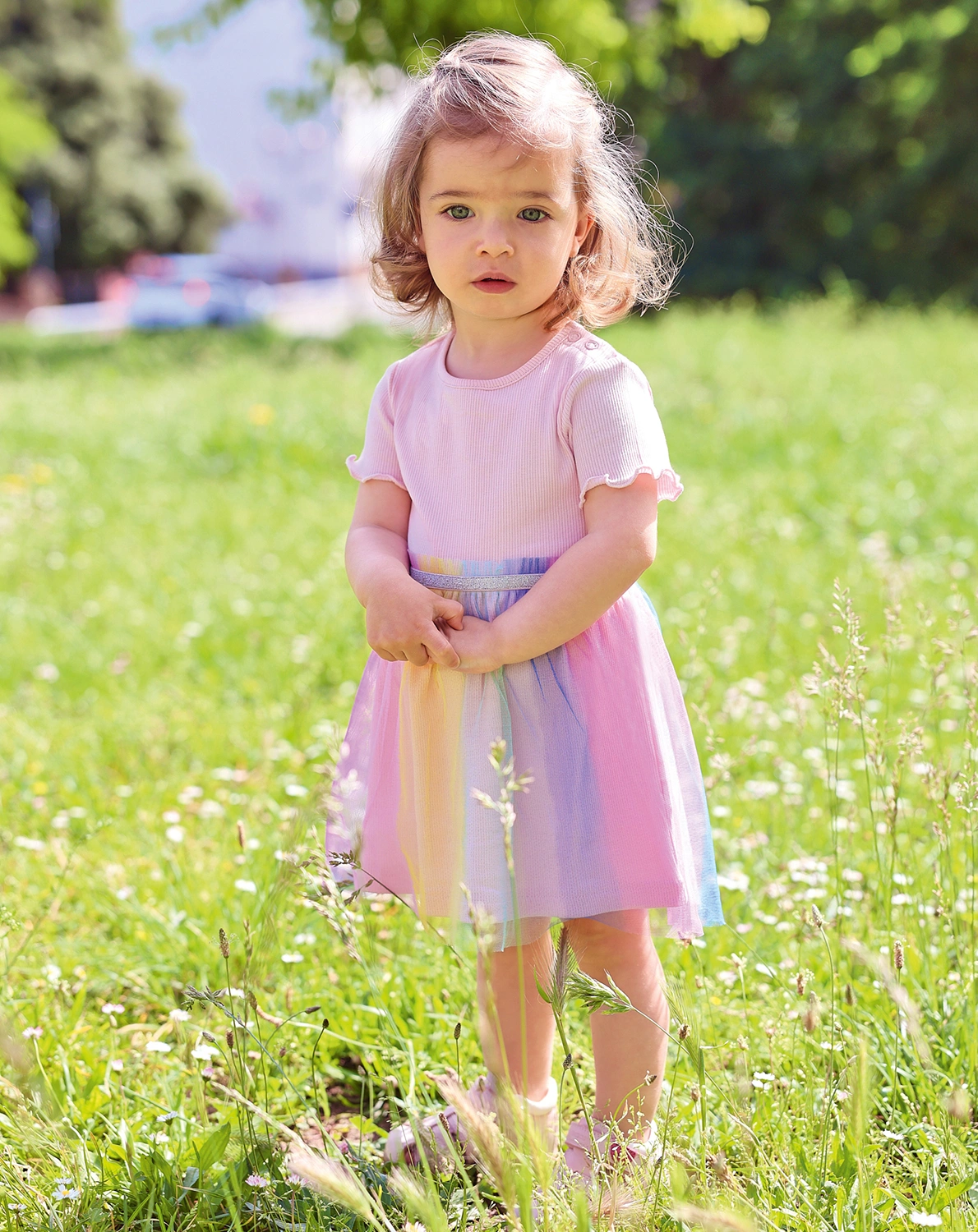 Kurzarm-Kleid RAINBOW DANCER in rosa
