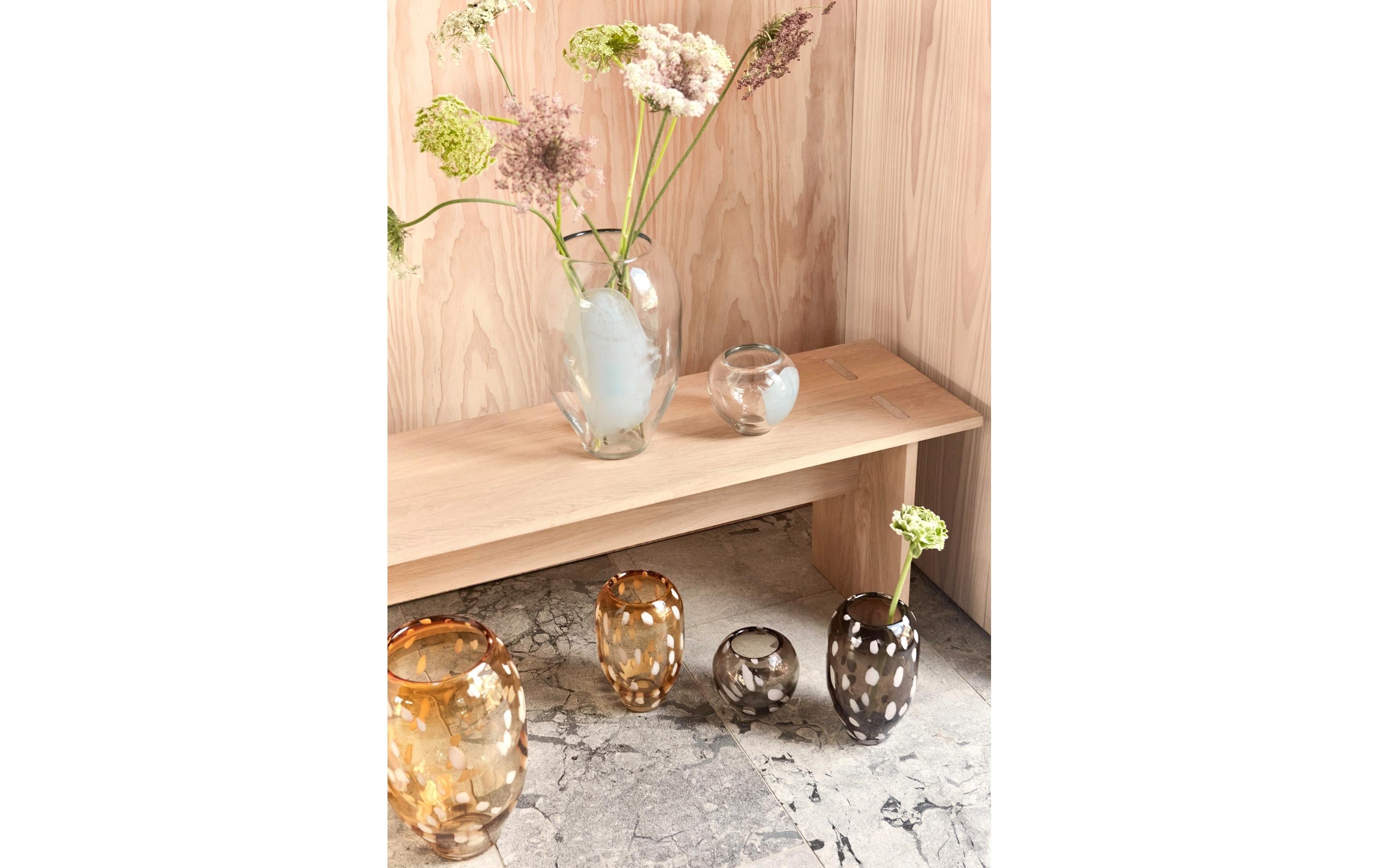 Vase Jali mittel 23 cm, Braun/WeissHandgefertigte Blumenvase aus Glas
