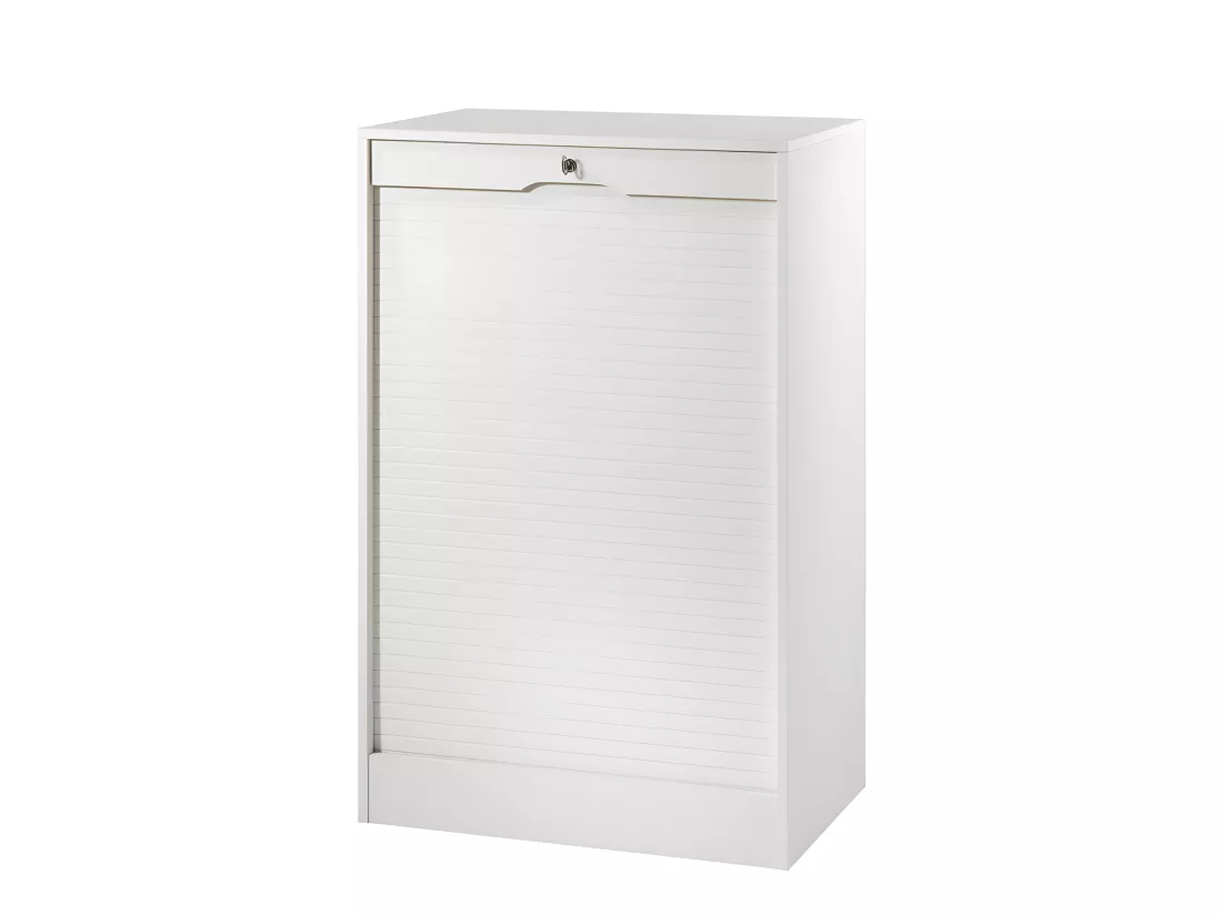 Classeur à Rideau 8 Tablettes Multi Coloris L 70 cm H 108 cm P 44 cm - Coloris: Blanc