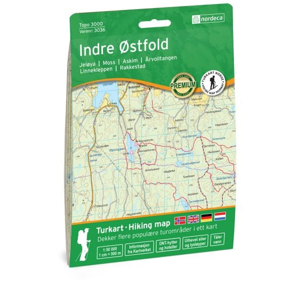 Turkart, Indre Østfold<br>Dekker populære turområder med uthevet turinformasjon!