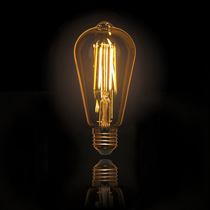 5 ampoules filament LED ST64 E27 IP20 470lm 5W 40W 230V blanc chaud ambrée