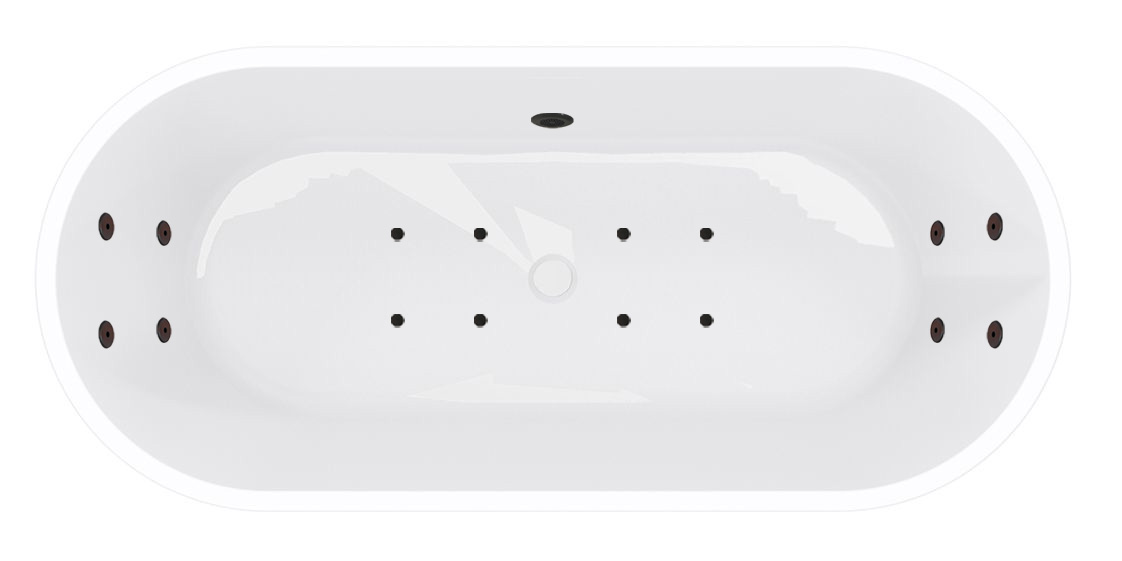 Mueller Monica bubbelbad 178x80cm elektronisch met 8 hydrojets en 8 aerojets zwart