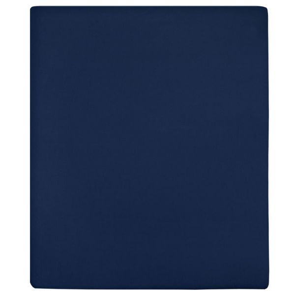 vidaXL Lençóis Ajustáveis 2 Peças 90x200 cm Algodão Jersey Azul Marinho - 2881677784