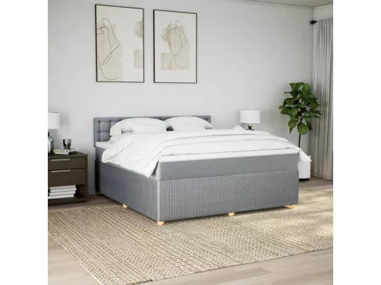 Sommier à lattes de lit avec matelas Gris clair 180x200cm Tissu