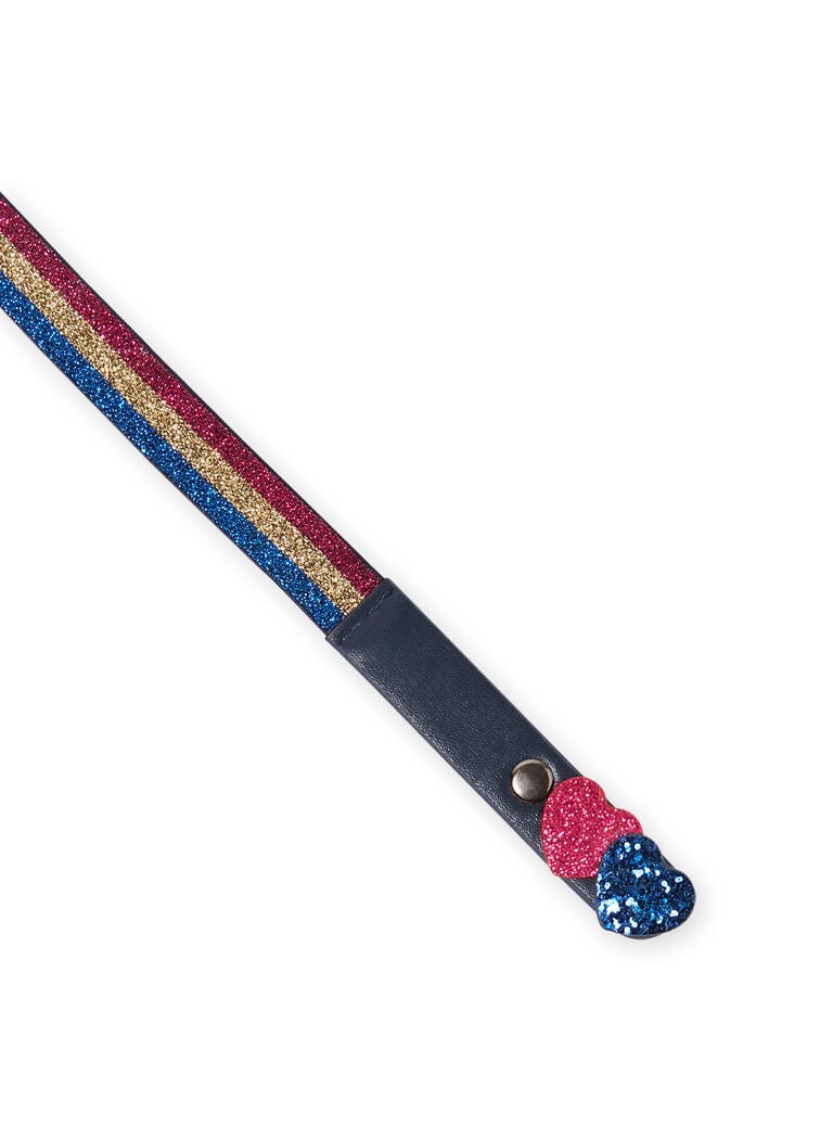 Ceinture bleu nuit à rayures paillettées enfant fille