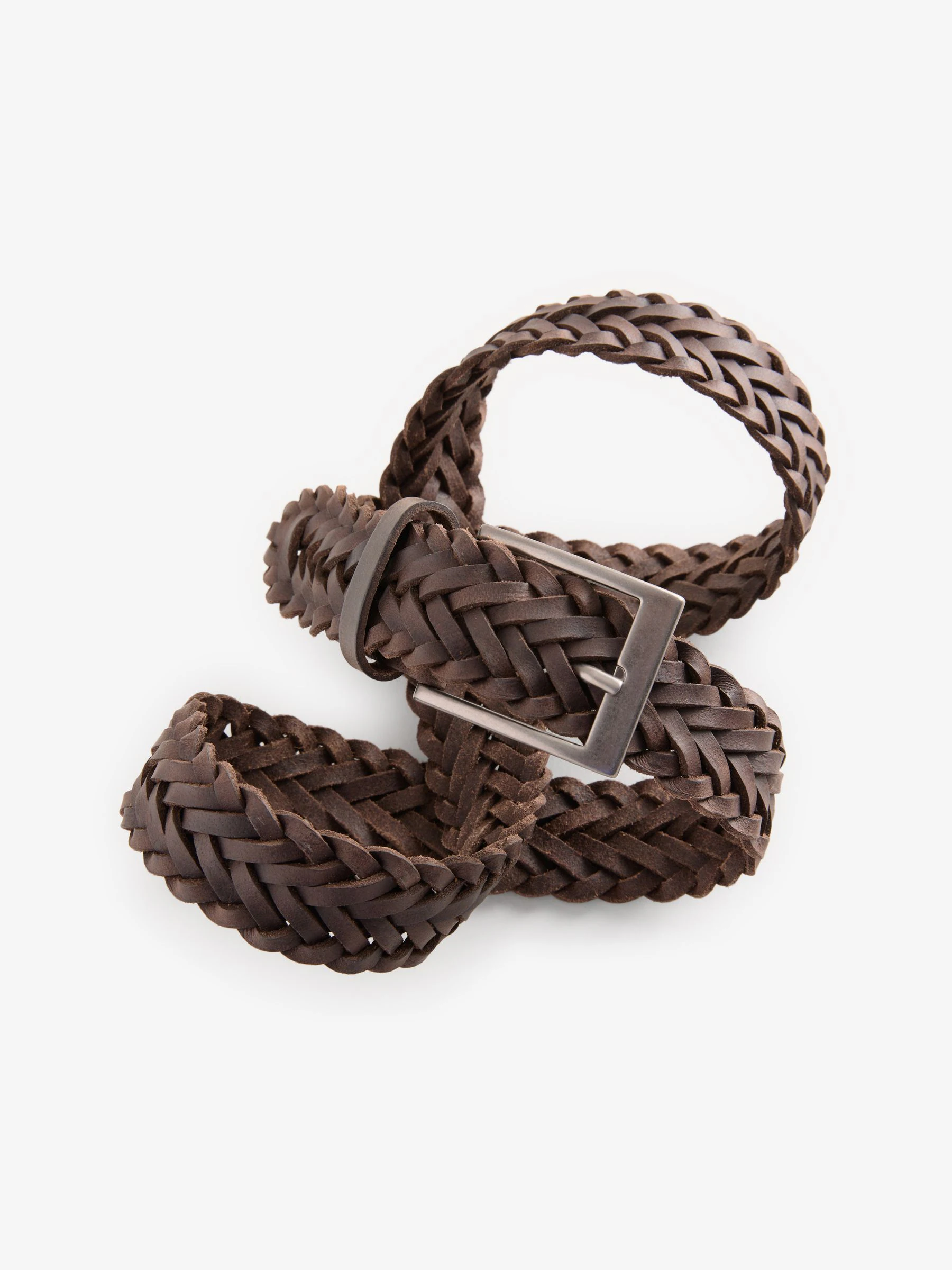 Bruin - Gevlochten leren riem