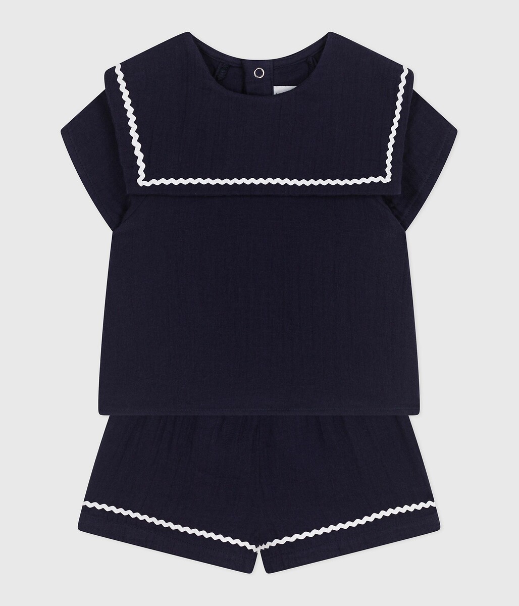 PETIT BATEAU<br>Conjunto de 2 peças em algodão, estilo marinho