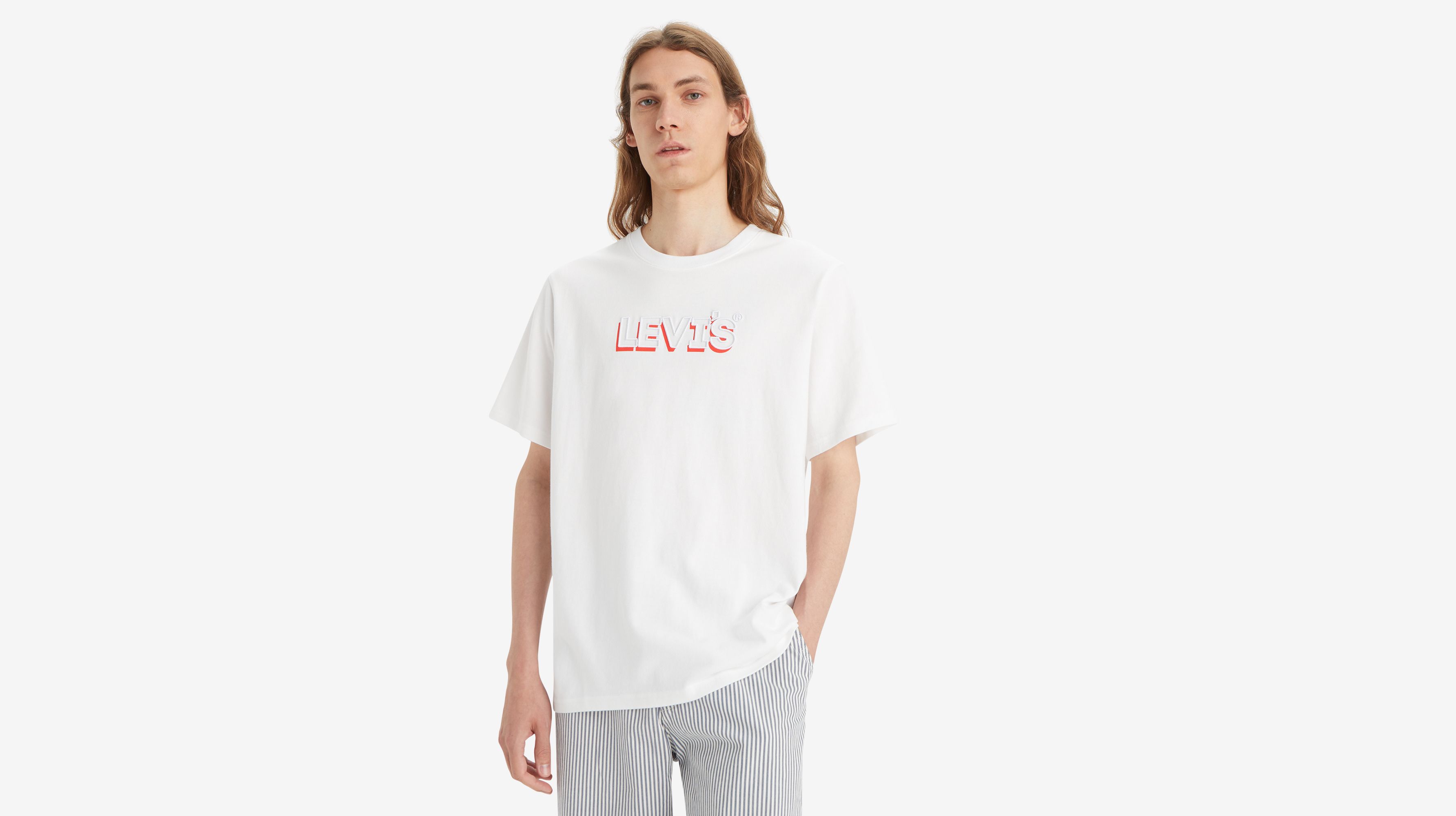 T-shirt graphique Relaxed - Headline Drop Shadow White+ - Blanc